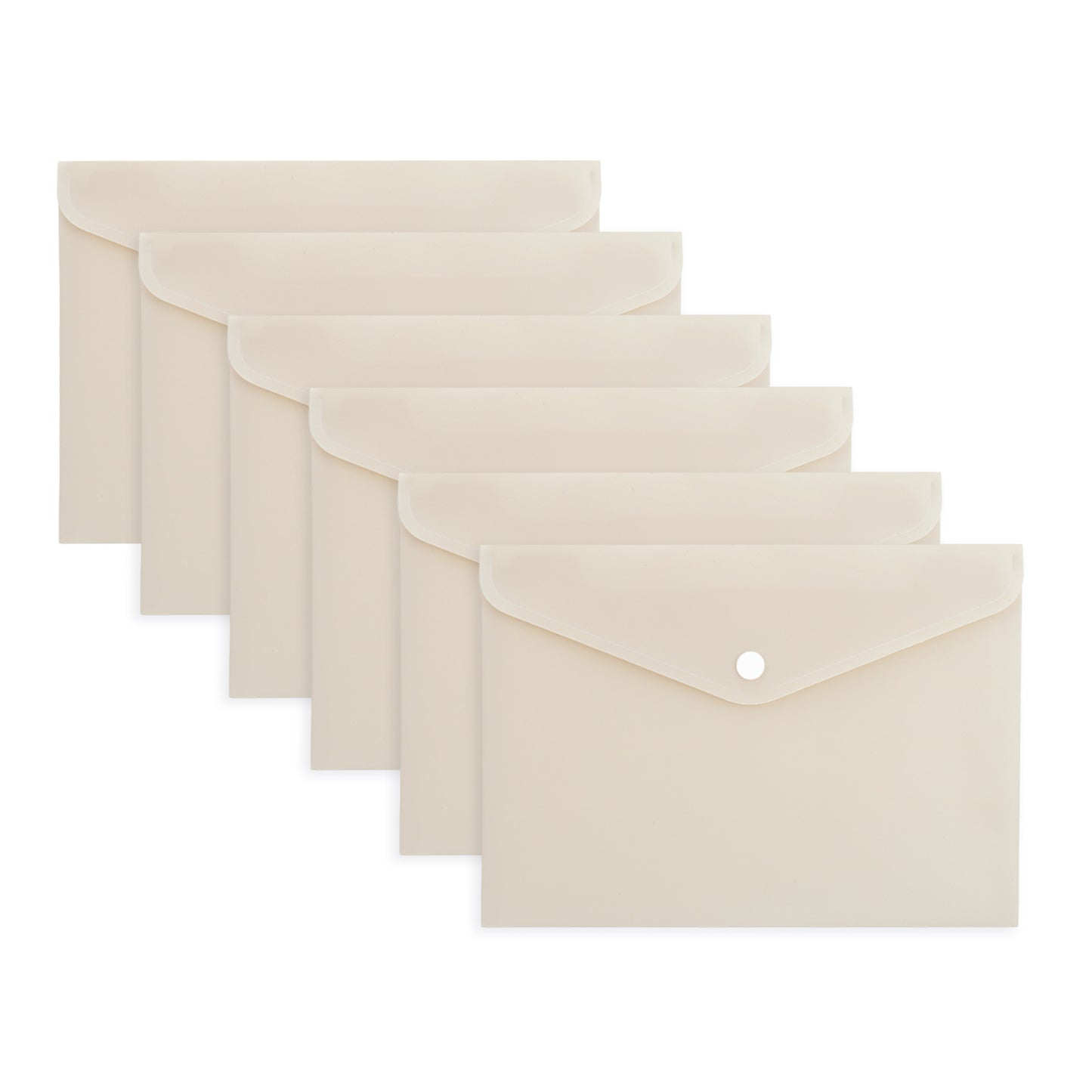 Pack of 12 A4 Ivory Soft Touch Plastic Document Wallets with Button Closure