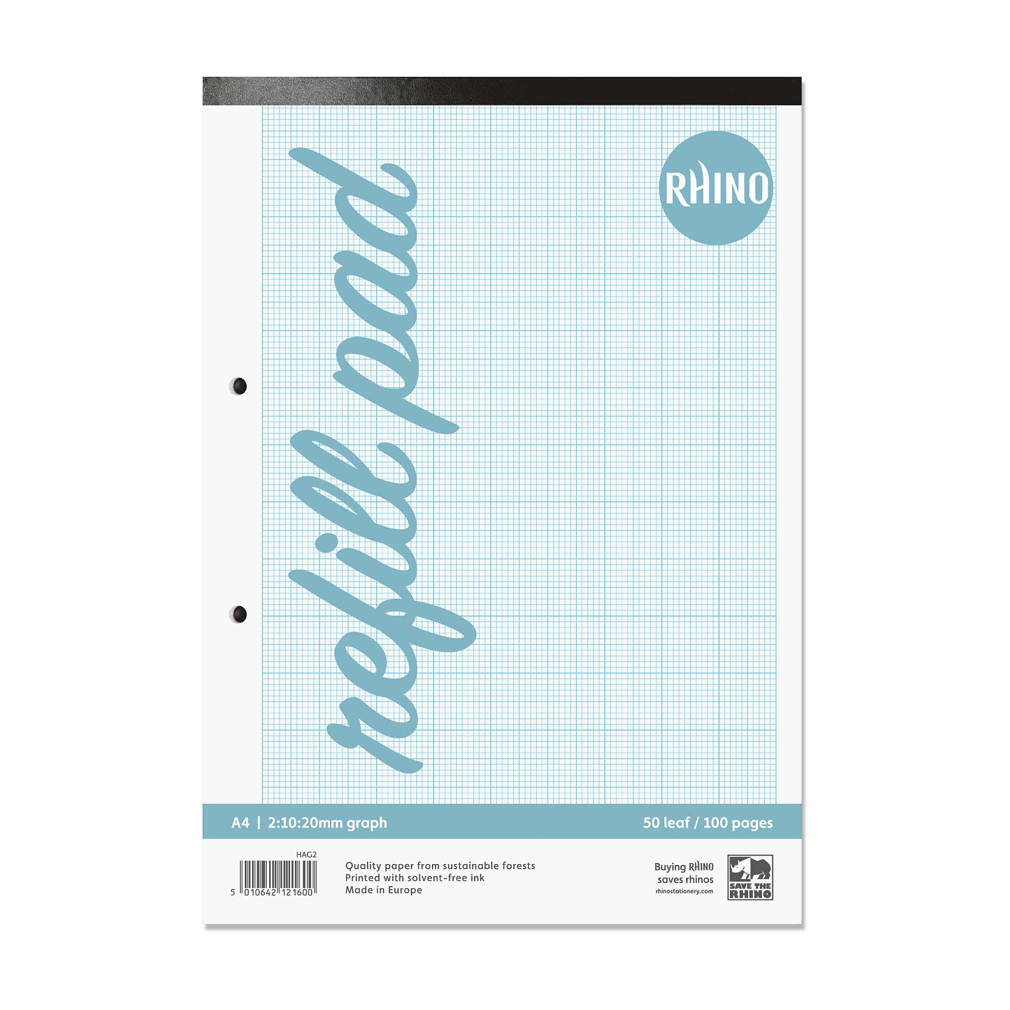 Rhino A4 100 Page 20mm Graph Ruling with Plain on Reverse Graph Pad ...
