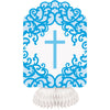 Pack of 3 Fancy Blue Cross Honeycomb Decorations 8"