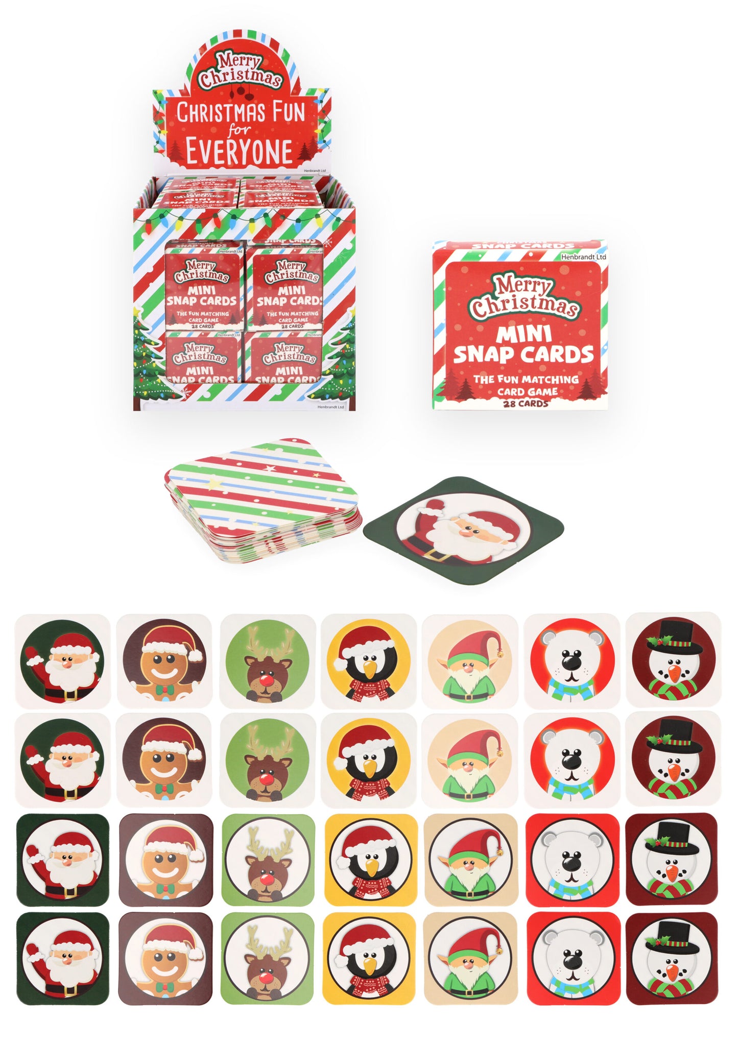 Pack of 12 Christmas 28 Pieces Mini Snap Cards