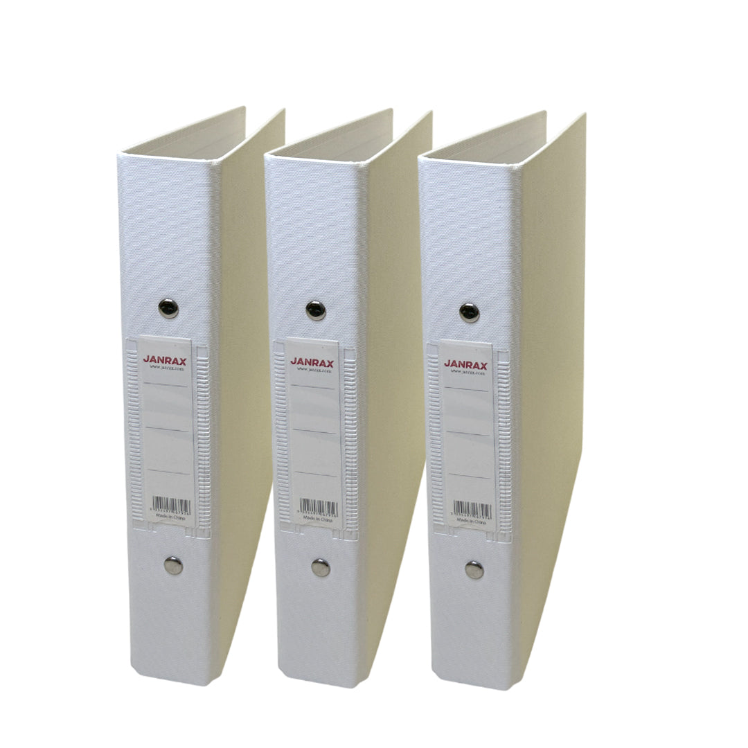 Pack of 3 A5 White Paper Over Board Ring Binders by Janrax