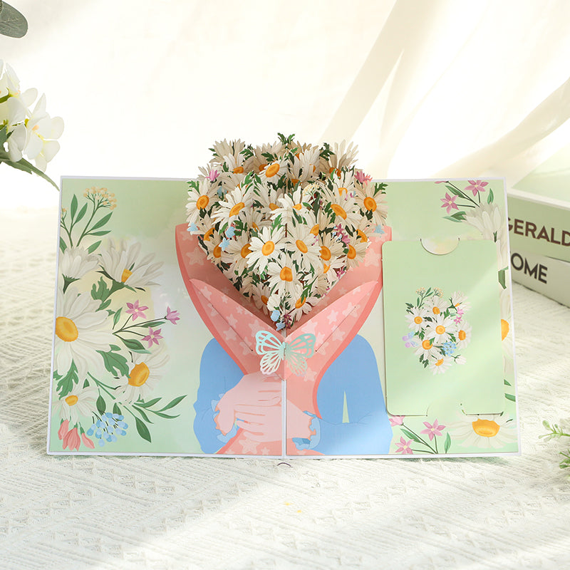 Daisy Bouquet 3D Pop Up Greeting Card - Mother's Day Birthday Anniversary
