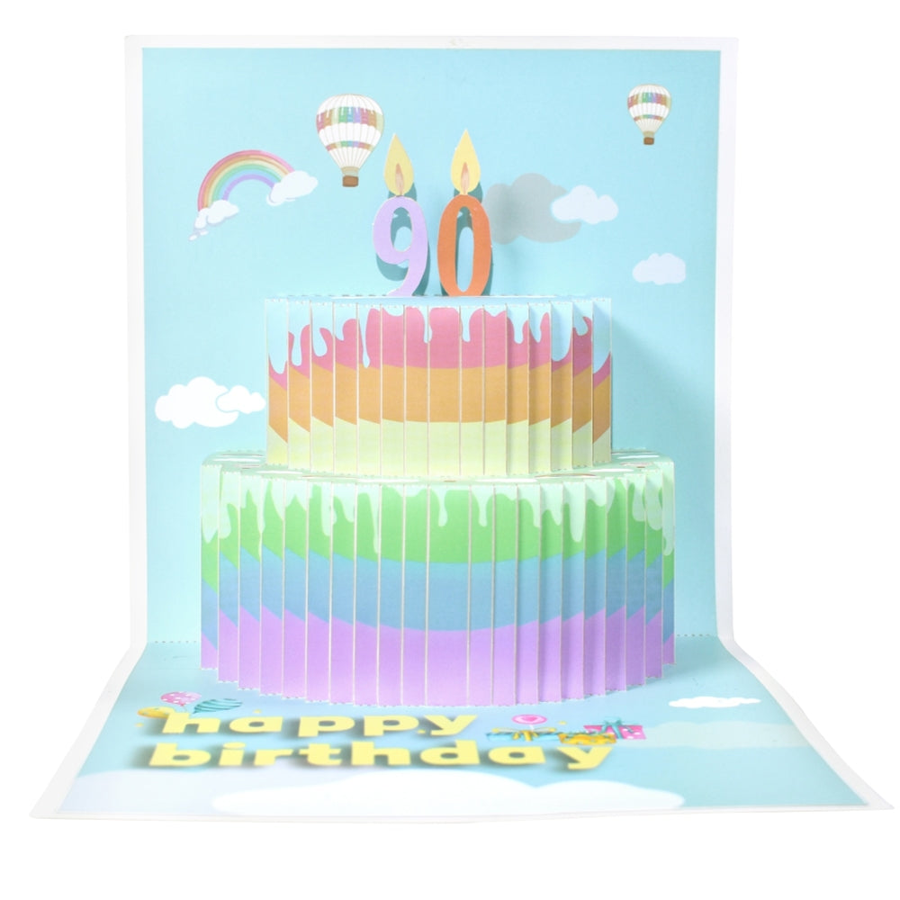 Rainbow Cake 3D Pop Up Birthday Card with Personalized Age Numbers