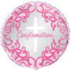 Fancy Pink Cross Confirmation Round Foil Balloon 18"