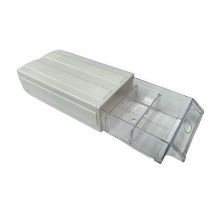 White Stackable Plastic Storage Drawers L180xW93xH50mm with Removable Compartments