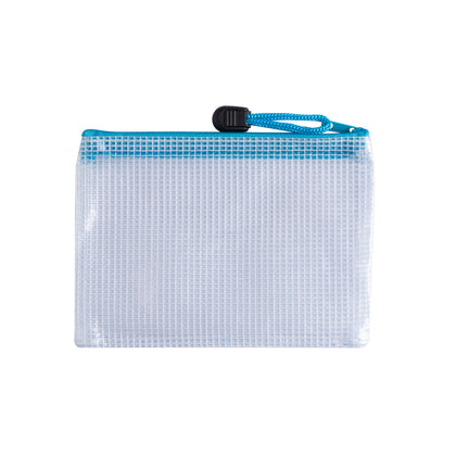 Pack of 12 A6 Light Blue PVC Mesh Zip Bags