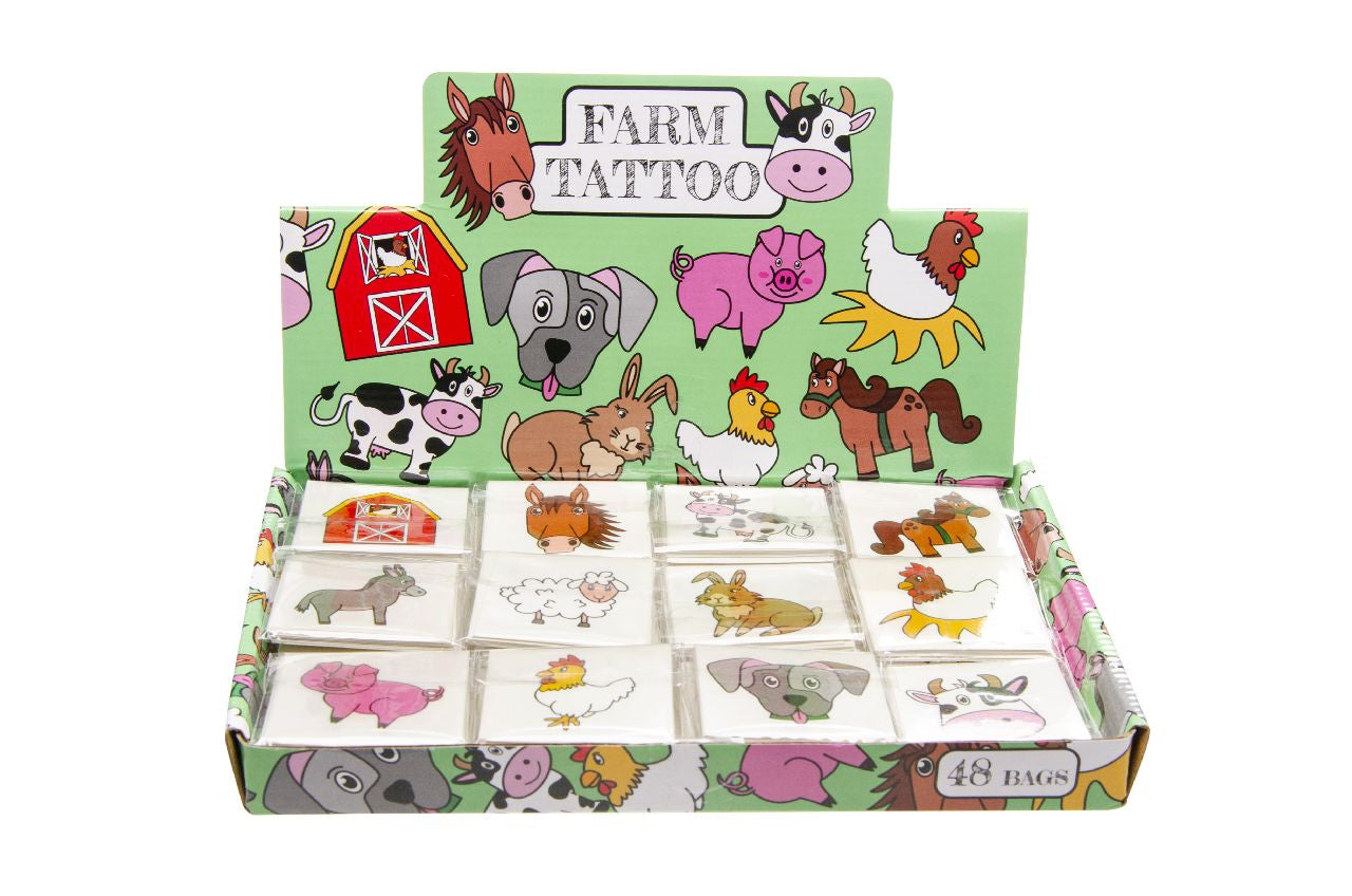 48 Pack of 12 Pieces Farm Animal Tattoos