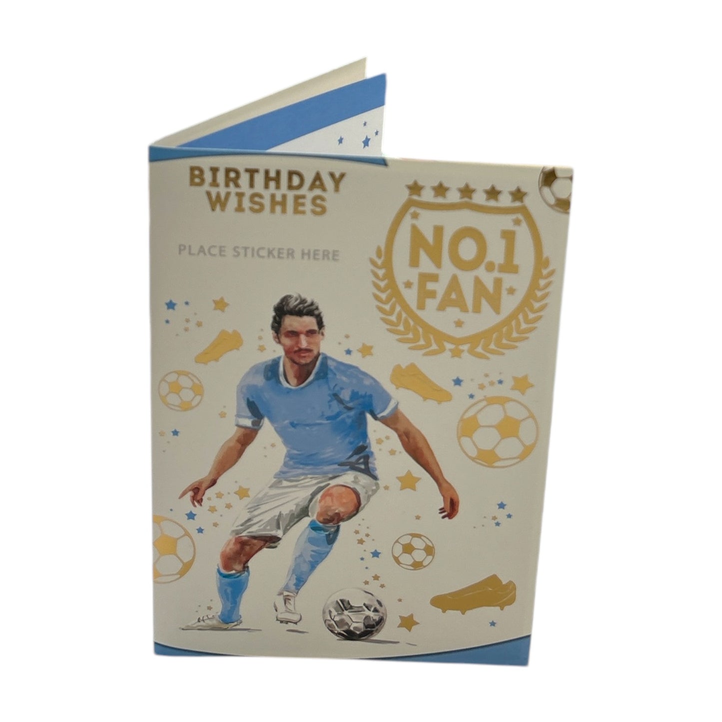 A Man In Light Blue and White Soccer Uniform Customized Male Birthday Card