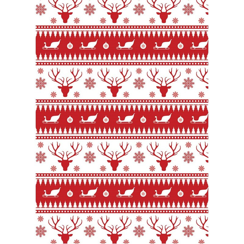 Single 4m Red and White Scandi Design Christmas Gift Wrap Roll