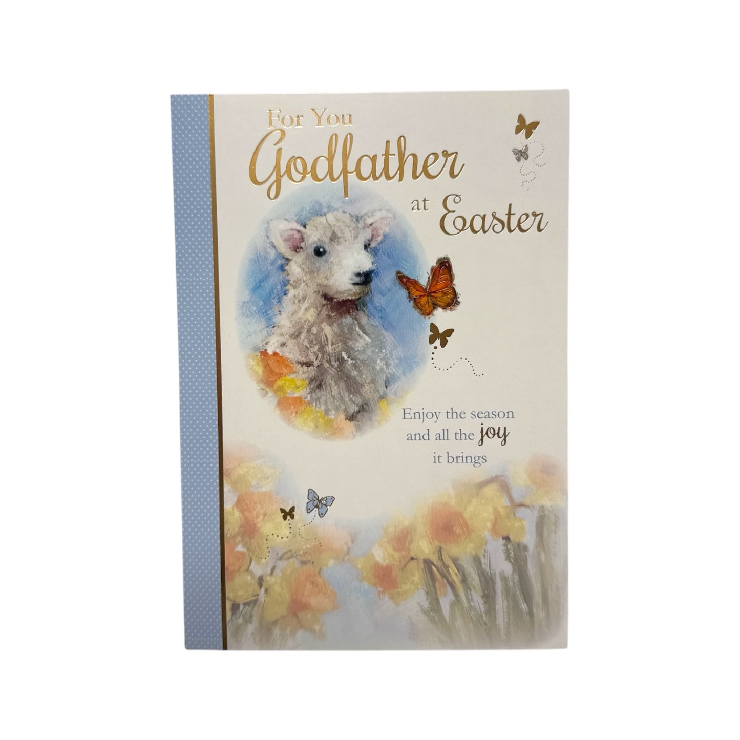 For You Godfather Cute Lamb Floral Design Easter Card