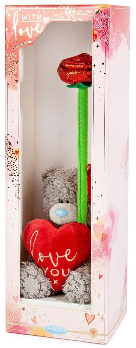 Me To You 4" Love You Heart Bear & Rose Gift Set