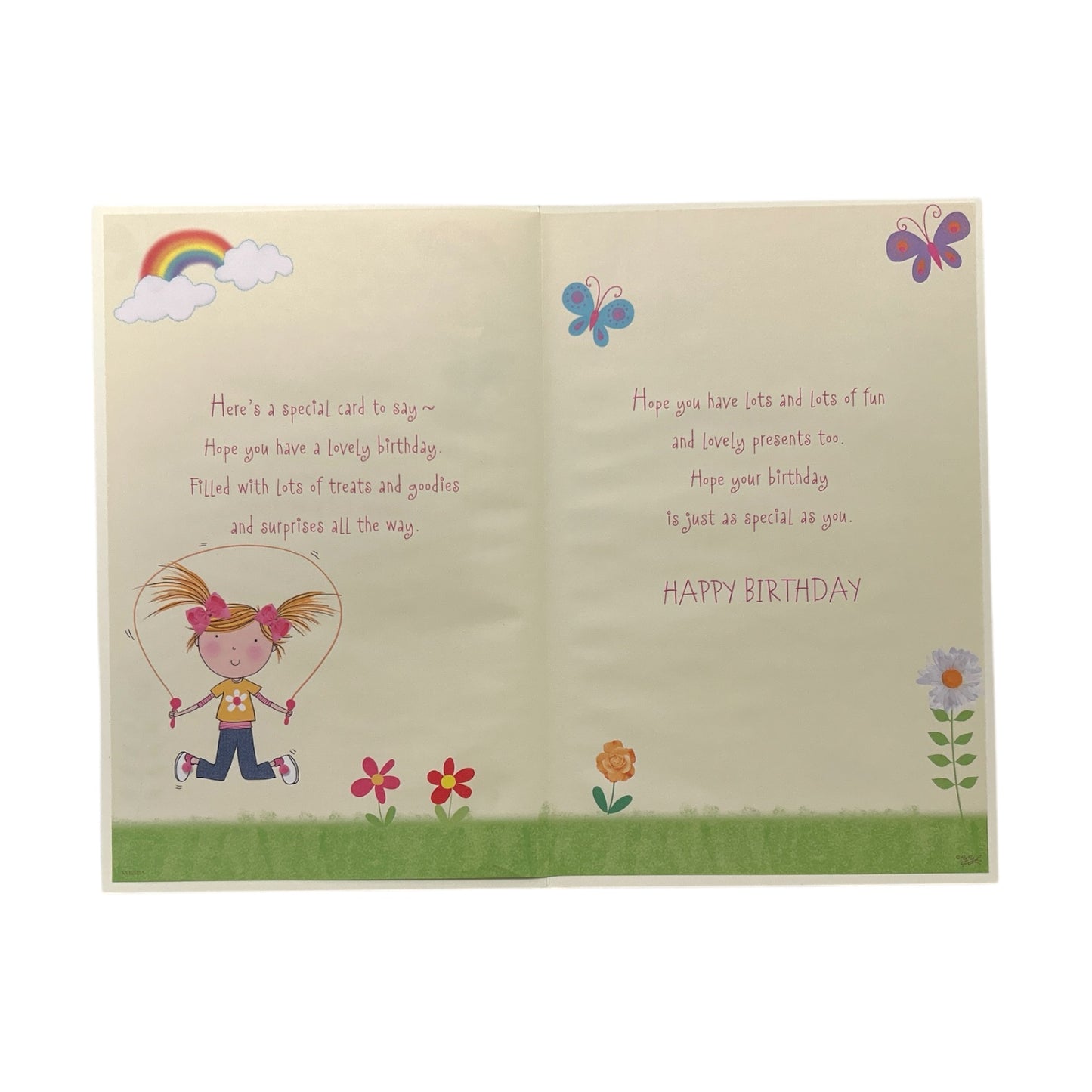 To Daughter Age 05 Girl Skipping Juvenile Birthday Card With Badge