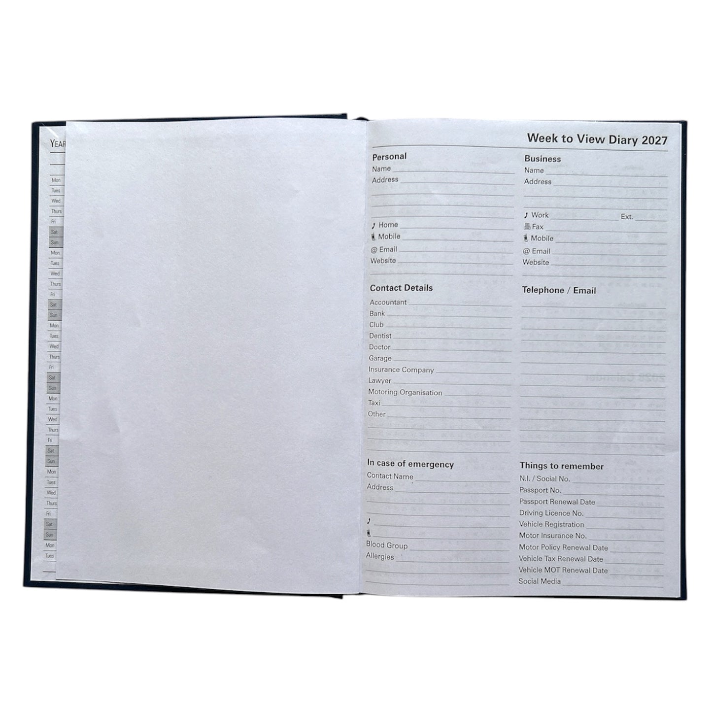 Janrax 2027 A5 Week To View Black Desk Diary