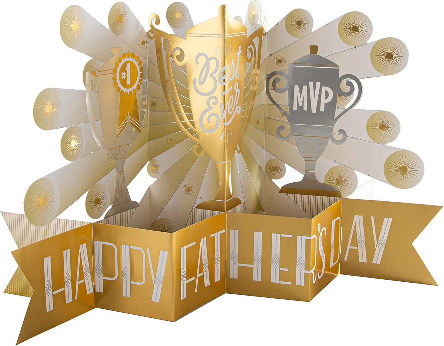 3D Pop Up 'Best Ever' Trophy Design Jumbo Father's Day Paper Wonder Card