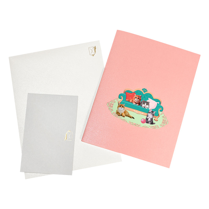 Cat Design Party 3D Pop Up Greeting Card