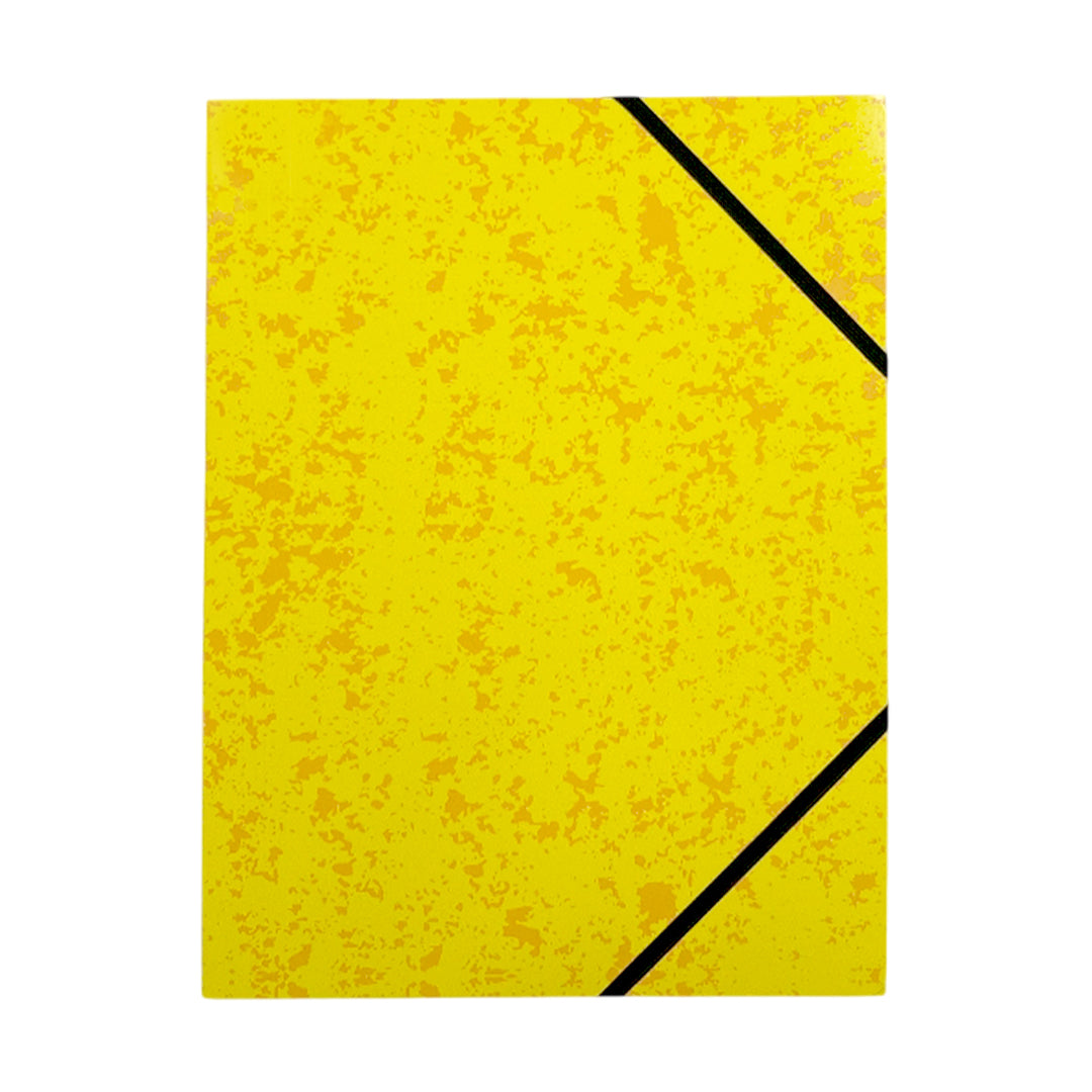 Pack of 12 A4 Yellow Card 3 Flap Folders With Elastic Closure