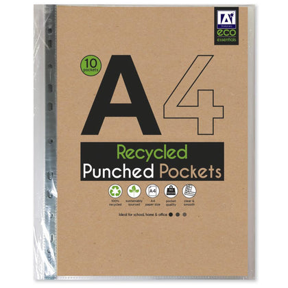 Pack of 10 A4 Eco Friendly Punched Pockets