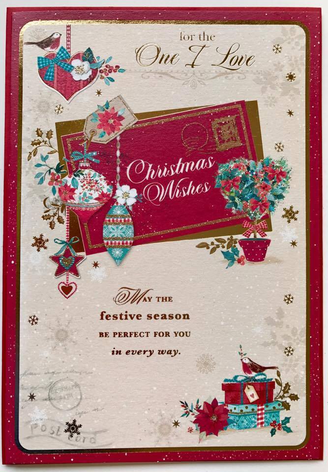 ONE I LOVE - Nice Verse Quality Gold Foil Glitter Christmas Greeting Card