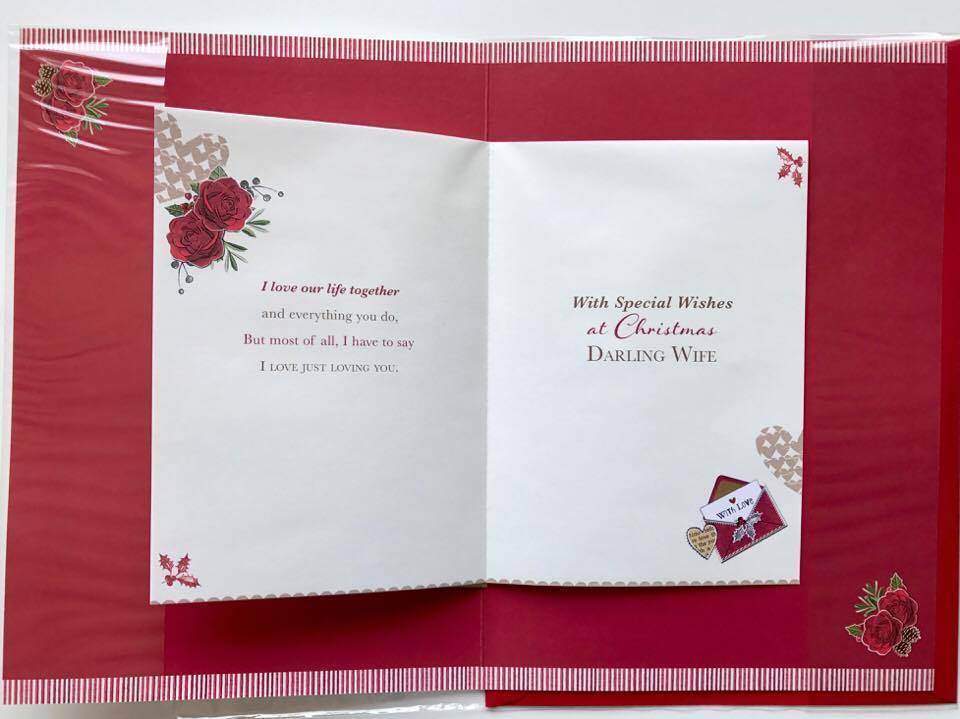 My Wonderful Wife - Luxury Decorative Hand Made Christmas Greeting Card 