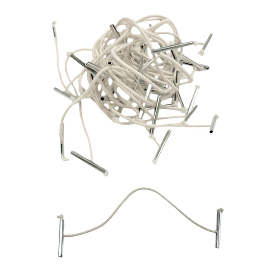 Pack of 100 Elastic White 125mm Metal End Treasury Tags