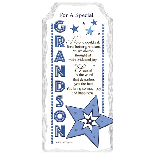 For a Special Grandson Star Design Sentimental Handcrafted Ceramic Plaque