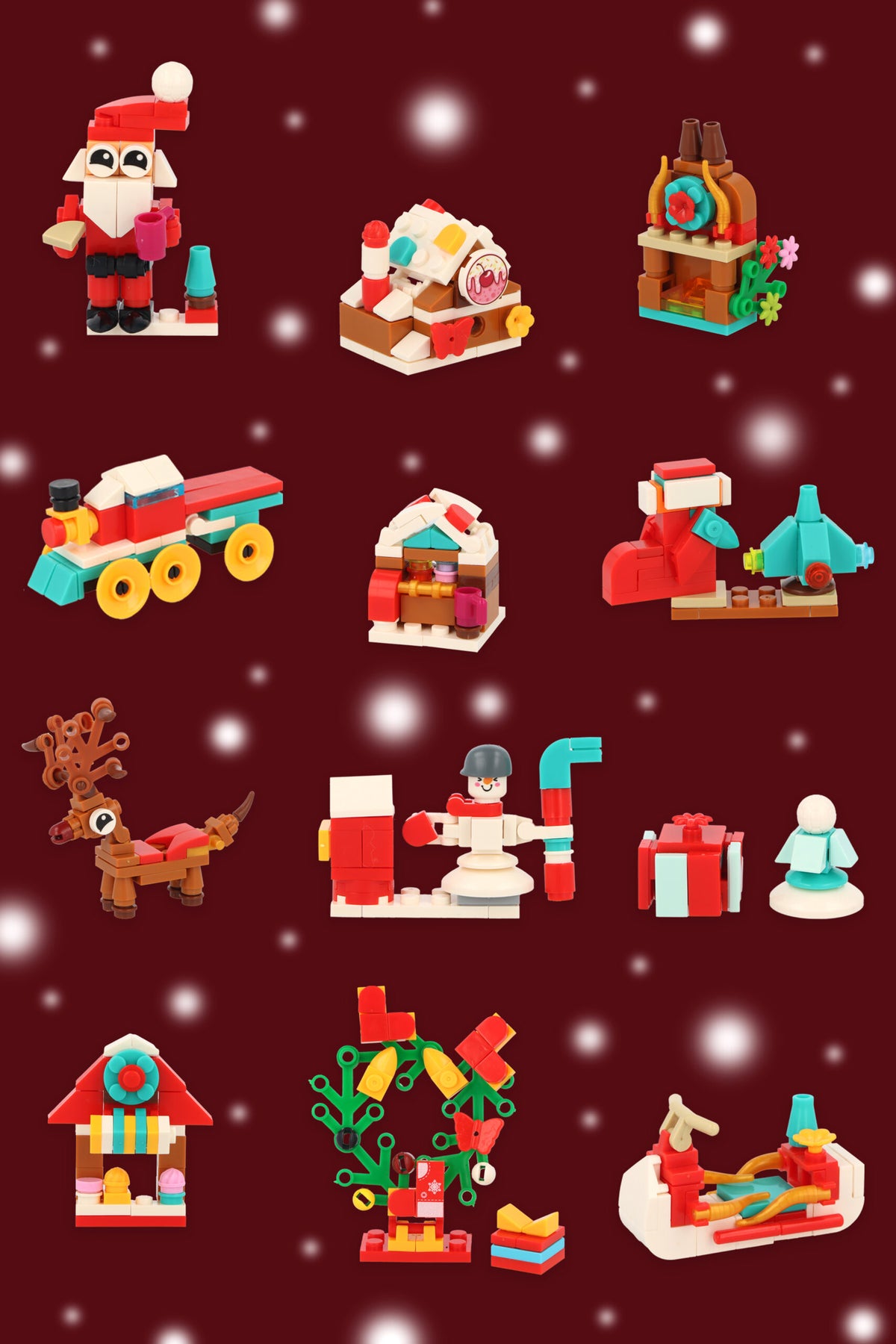 Pack of 12 Christmas Lego Block Kit - Construction Toys Stocking Fillers Party Bag