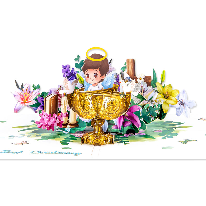 Blessed Beginnings Boy’s Baptism Pop Up Card