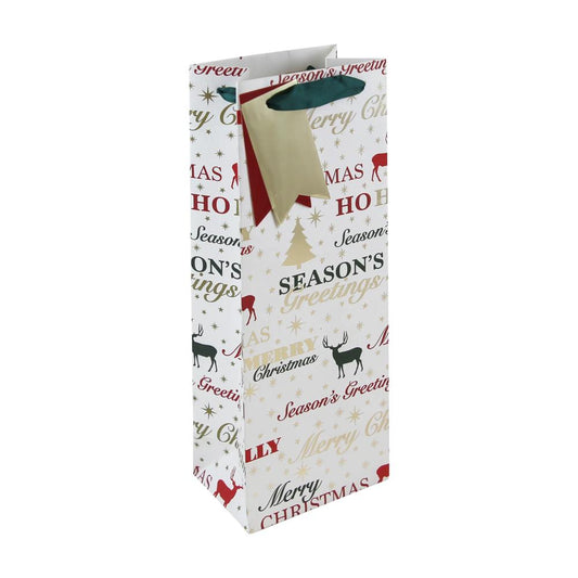 Christmas Greetings Stag Bottle Gift Bag