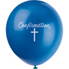 Pack of 8 Fancy Blue Cross Confirmation 12" Latex Balloons