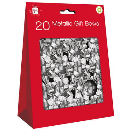 Pack of 20 Silver Metallic Christmas Bows