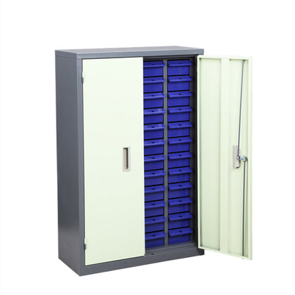 Blue 48 Drawers Parts Cabinet Storage Unit with Metal Door and Lock