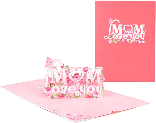 MOM Love You 3D Pop Up Greeting Card - Mother's Day Birthday