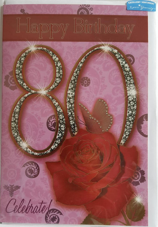  80TH Birthday Card Age 80 Sentimental words Greetings For Friend Or Anyone 
