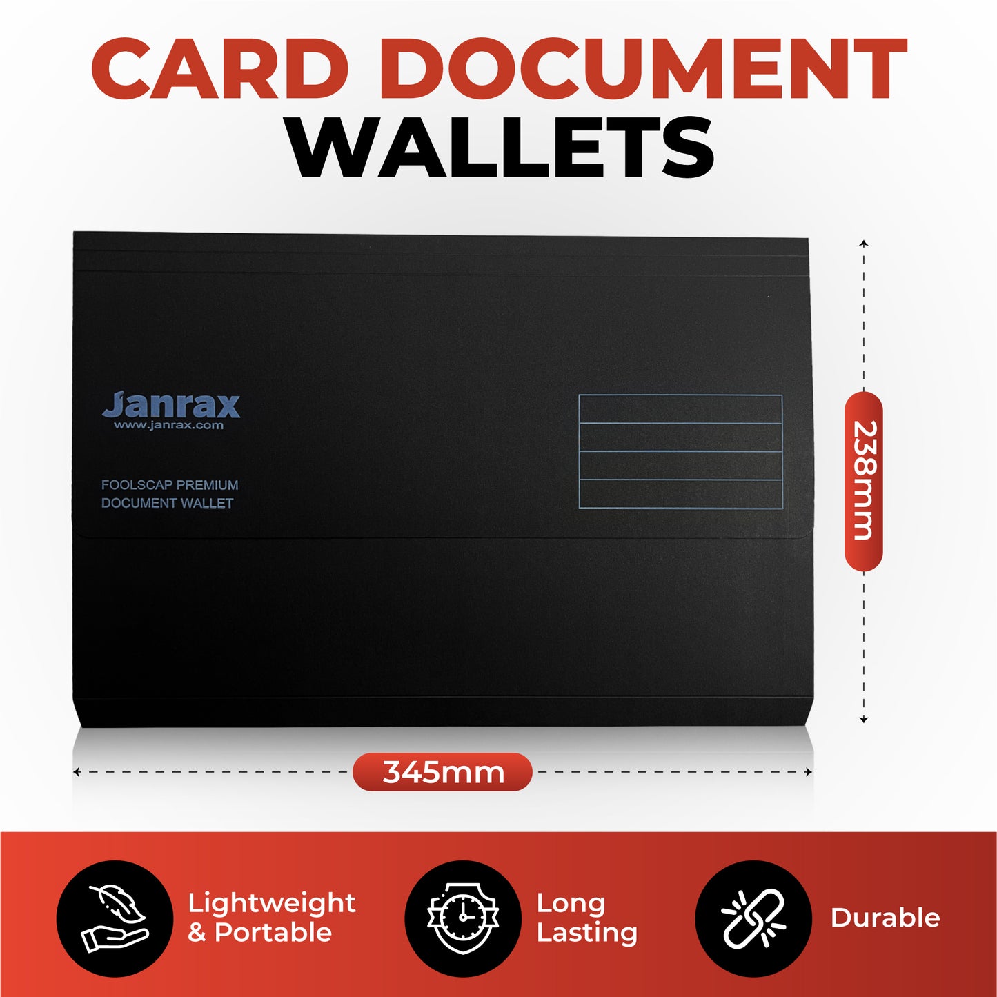 Pack of 10 Green Card Premium Foolscap Document Wallets