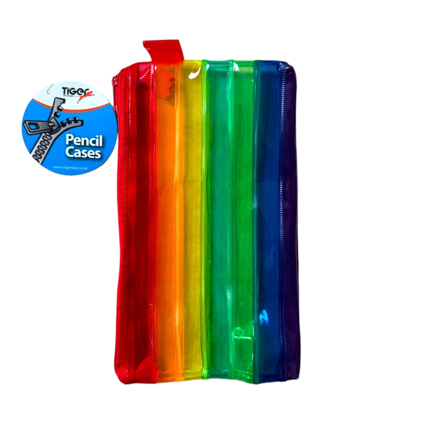 Pack of 12 Rainbow Coloured Flat 8x4" Pencil Case - Zippy Bag