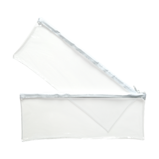 Pack of 2 Janrax 13x5" White Zip Clear Exam Pencil Cases