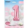 Lovely Pink Number 1 Shaped Foil Balloon 34"
