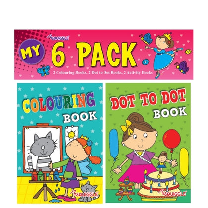 Pack of 6 Mini Colouring & Activity Books for Girls