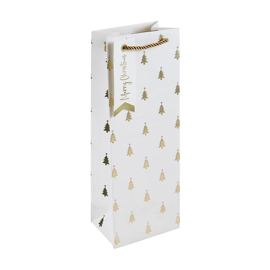 Gold Embossed Christmas Tree Bottle Gift Bag