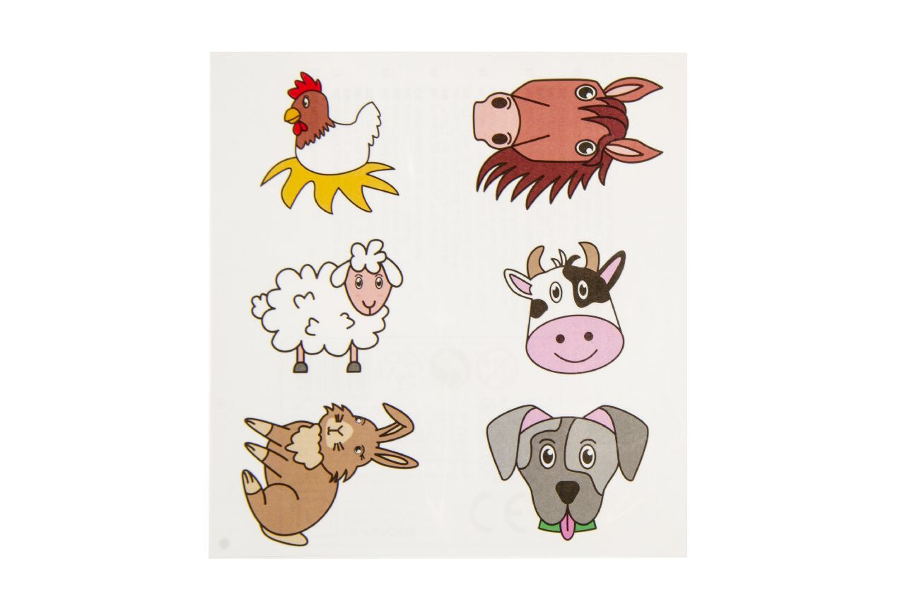 96 Pack of 6 Pieces Farm Animals Tattoos