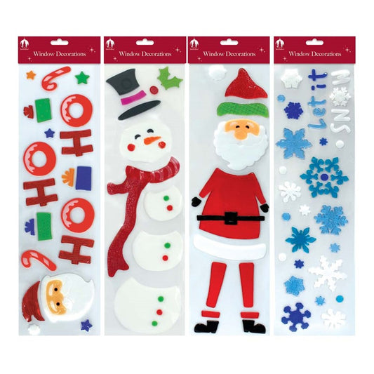 Single Christmas Long Window Gel Decorations Stickers