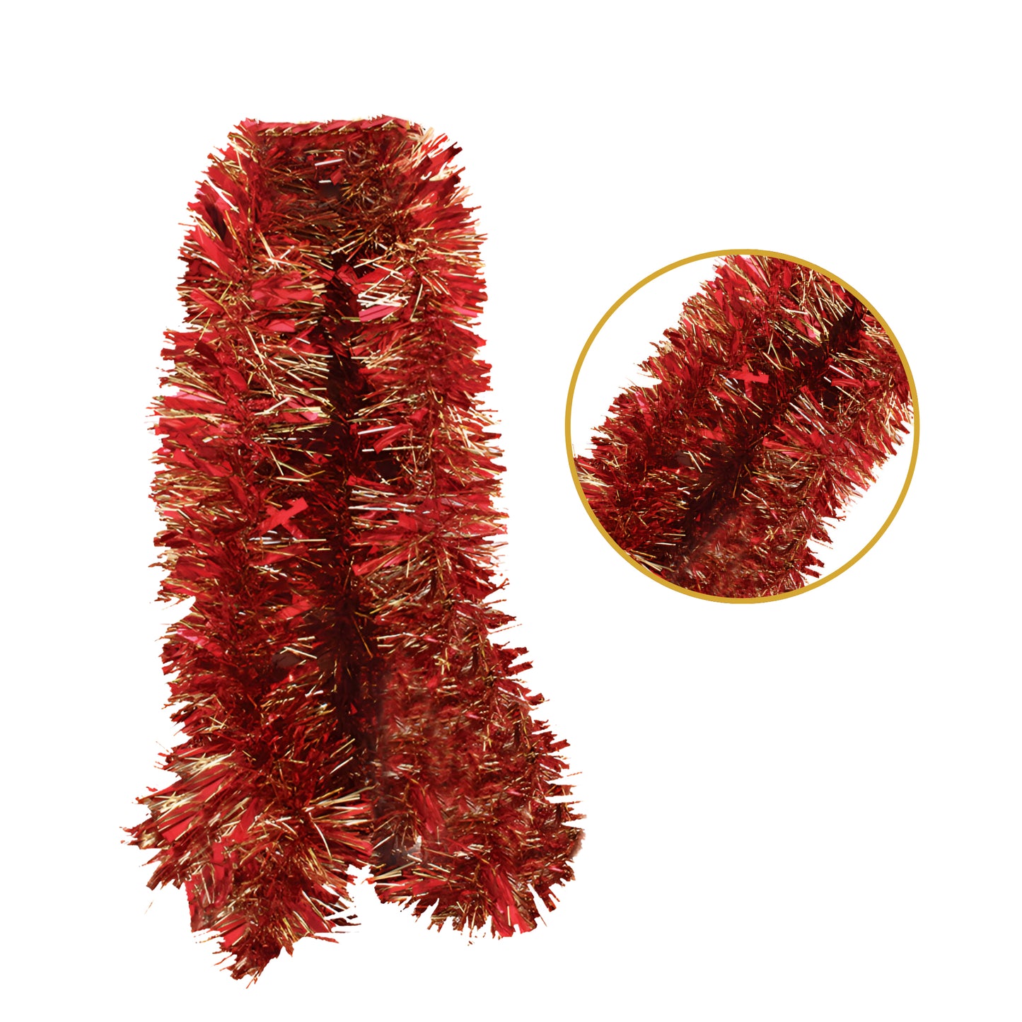 Pack of 12 2m Christmas Chunky Tinsel - Red & Gold