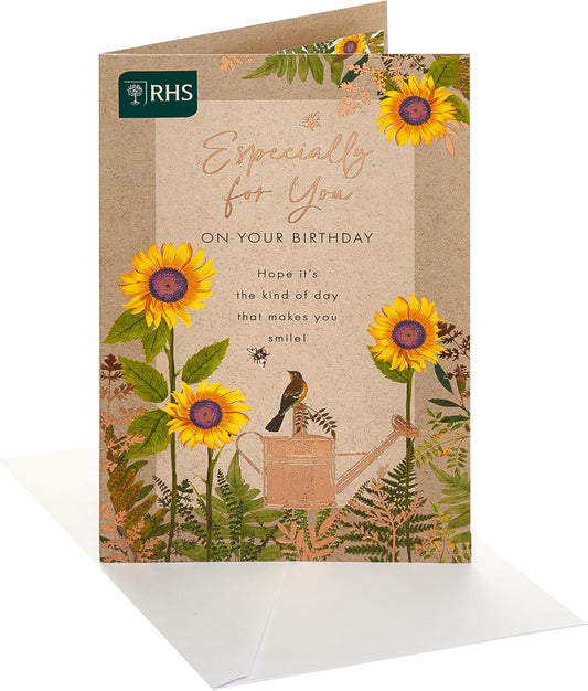 Sunflowers and Watering Can RHS Birthday Card