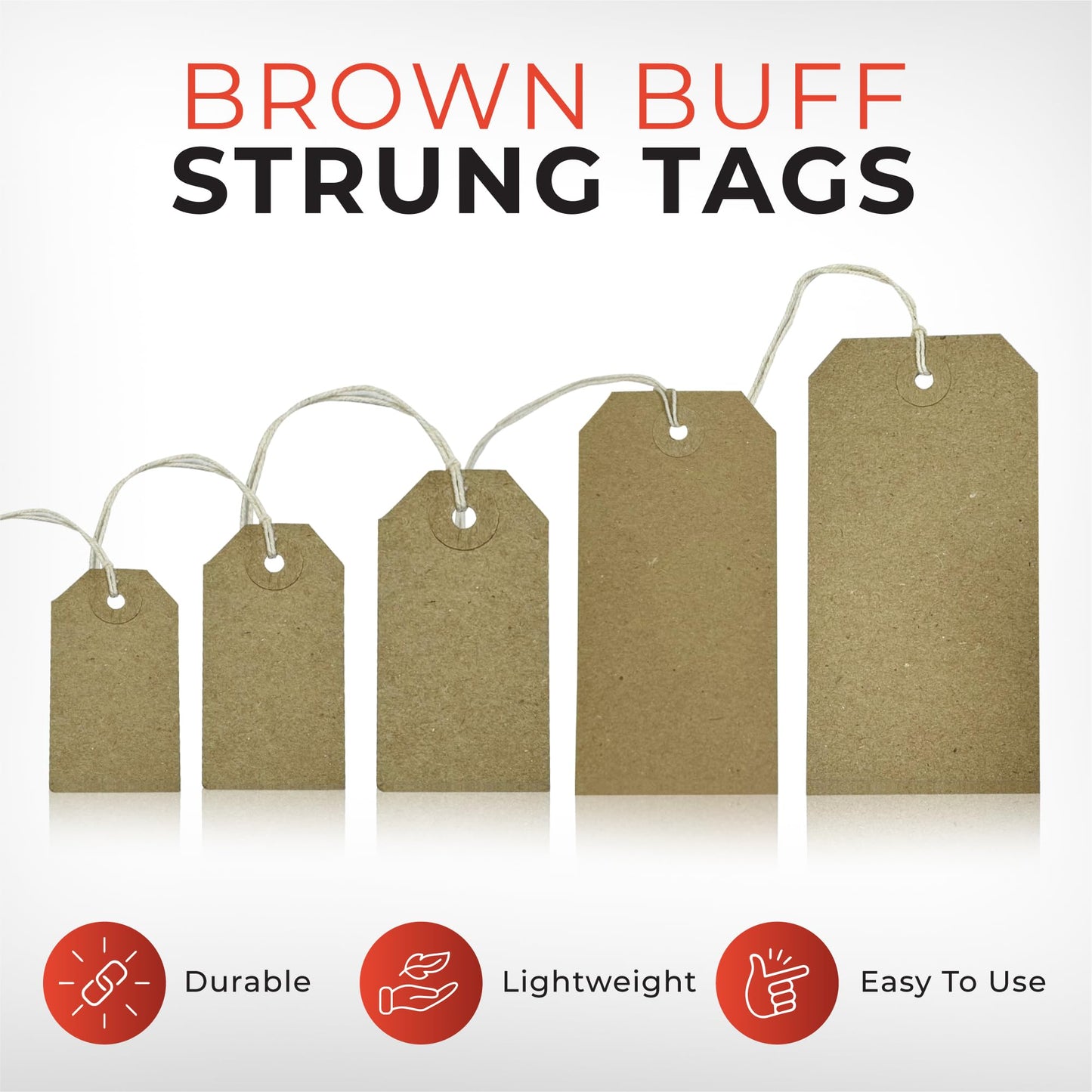 Pack of 50 Brown Buff Strung Tags 54mm x 30mm