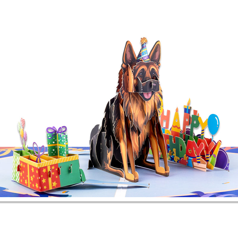 Paws & Presents 3D German Shepherd Pop Up Birthday Card