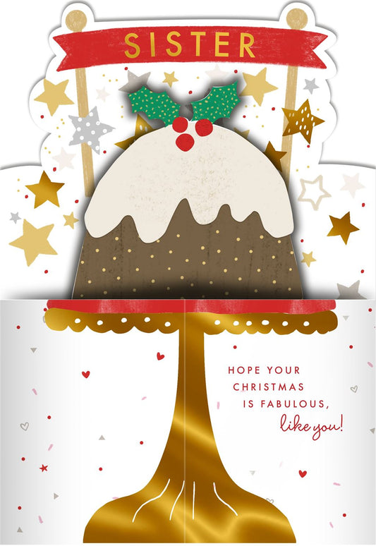 Pudding Design Fabulous Message Sister Christmas Card