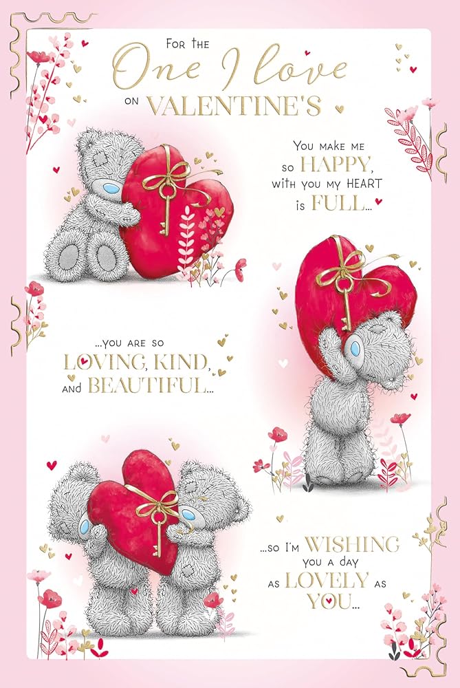 Bears With Big Red Heart For the One I Love Valentine's Day Card With Paper Insert
