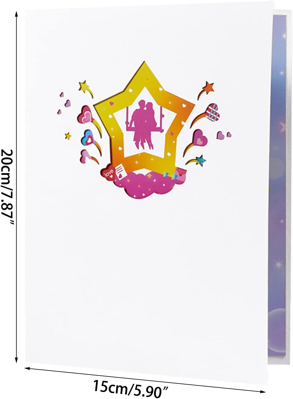 Romantic Couple Star And Hearts Design 3D Pop Up Valentine’s Day Cards