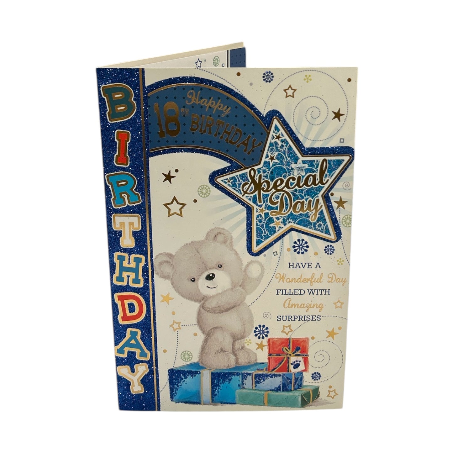 Age 18 Cute Teddy with Gifts Birthday Card
