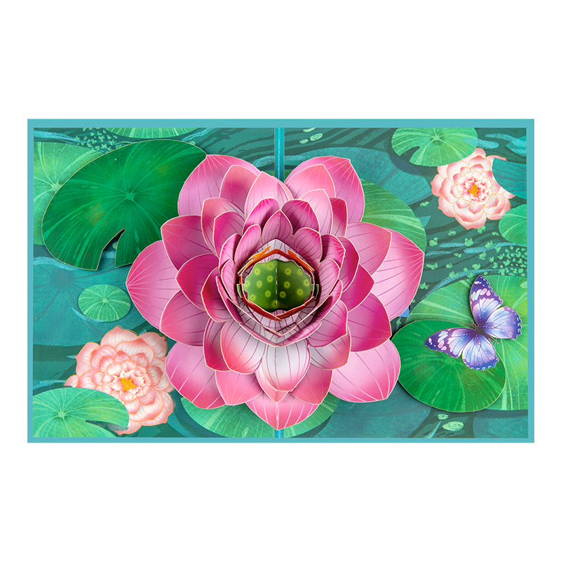 Floating Grace Pink Lotus Pop Up Greeting Card